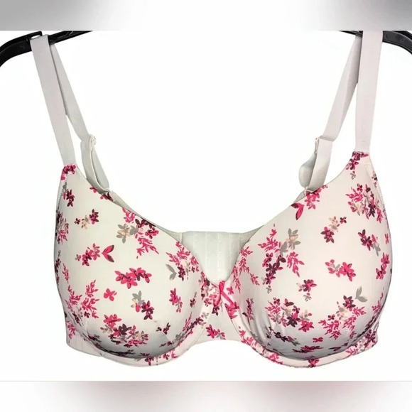 Cacique Other - Cacique T Shirt Bra 42DD White with Multicolor Flowers